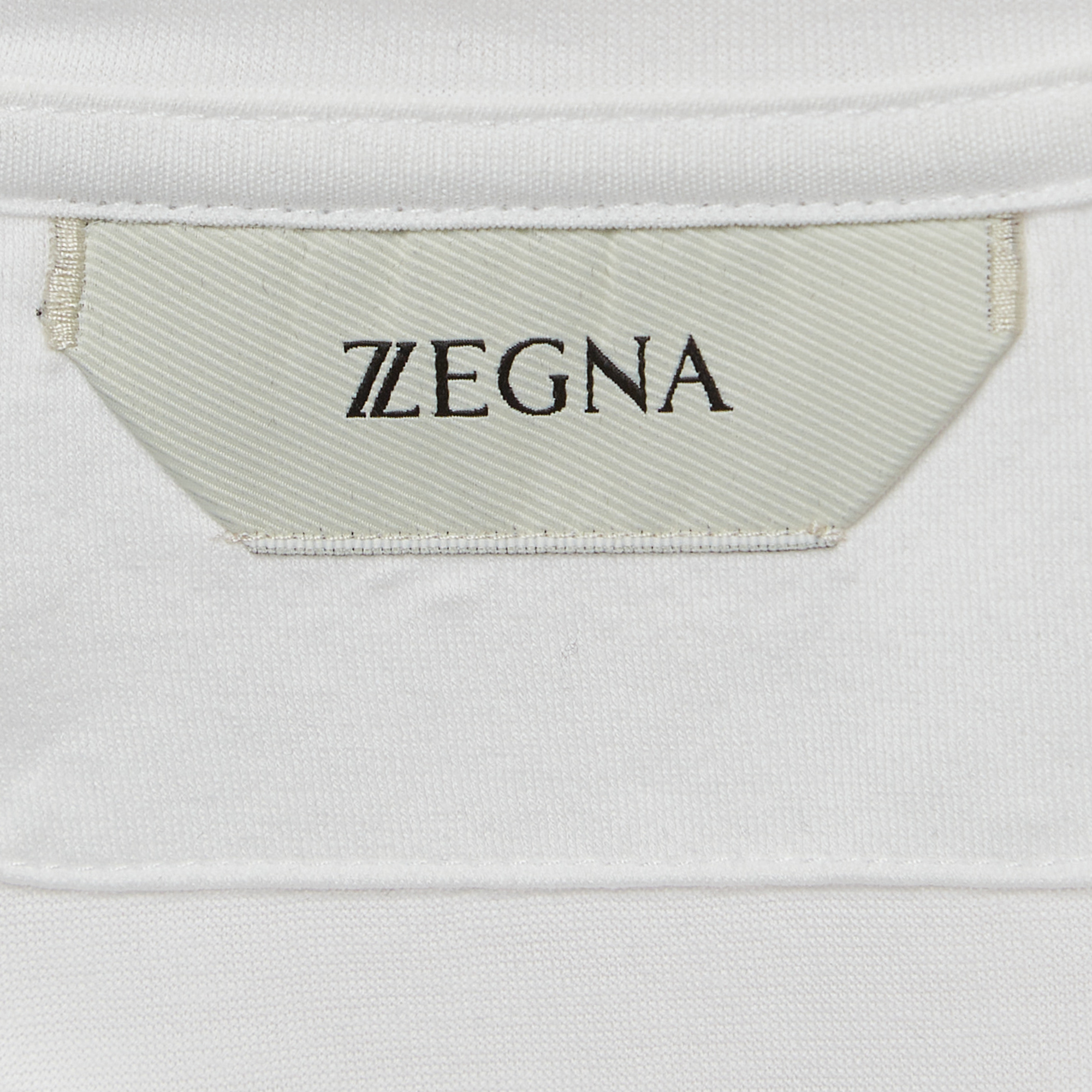 Z Zegna White Cotton Patch Detail Crew Neck T-Shirt M