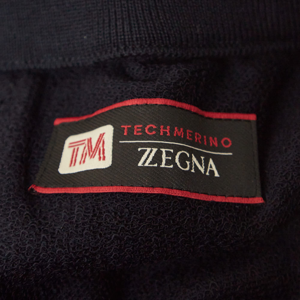 Z Zegna Techmerino Black Wool Contrast Stripe Detail Drawstring Pants L