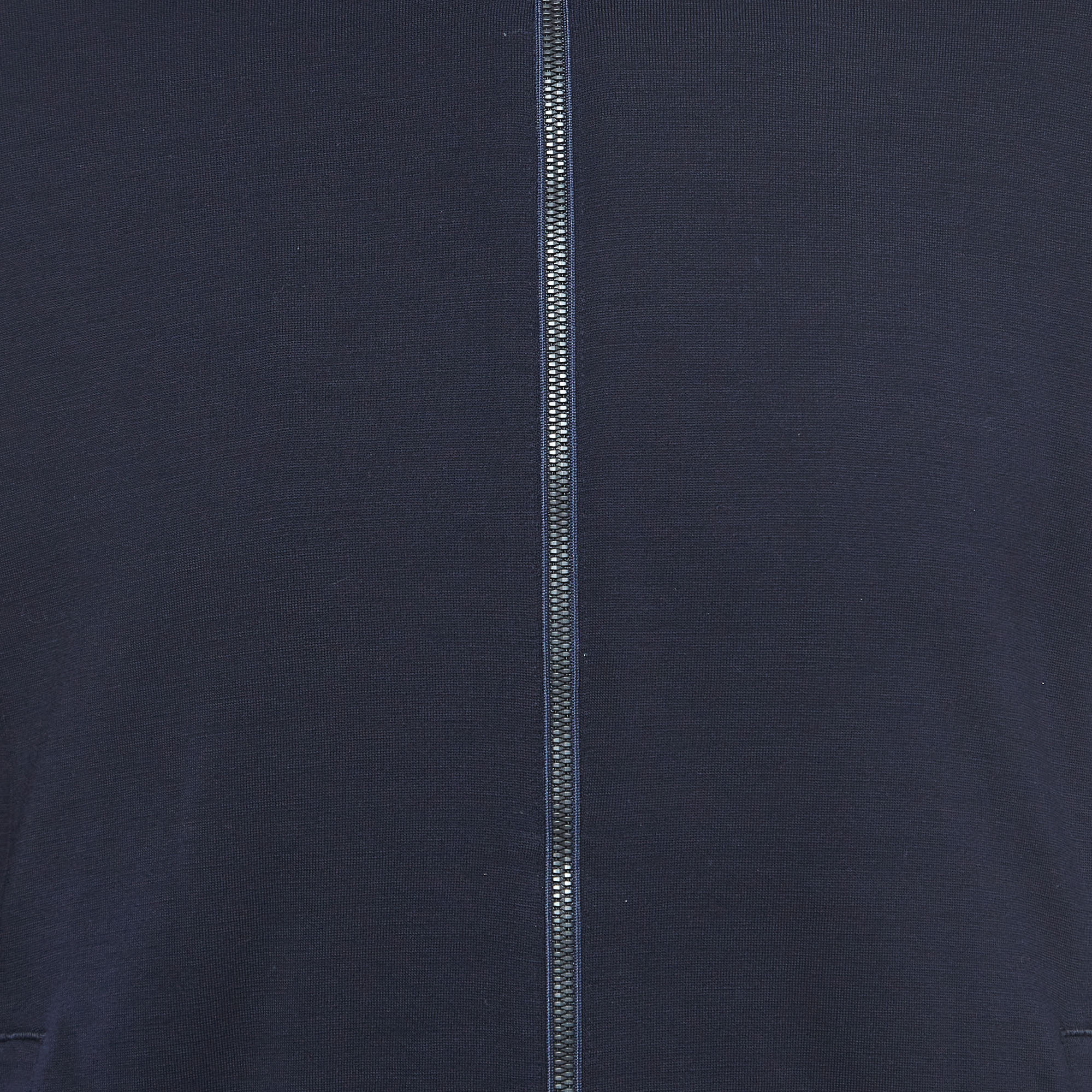 Z Zegna Techmerino Navy Blue Wool Zip Front Jacket L