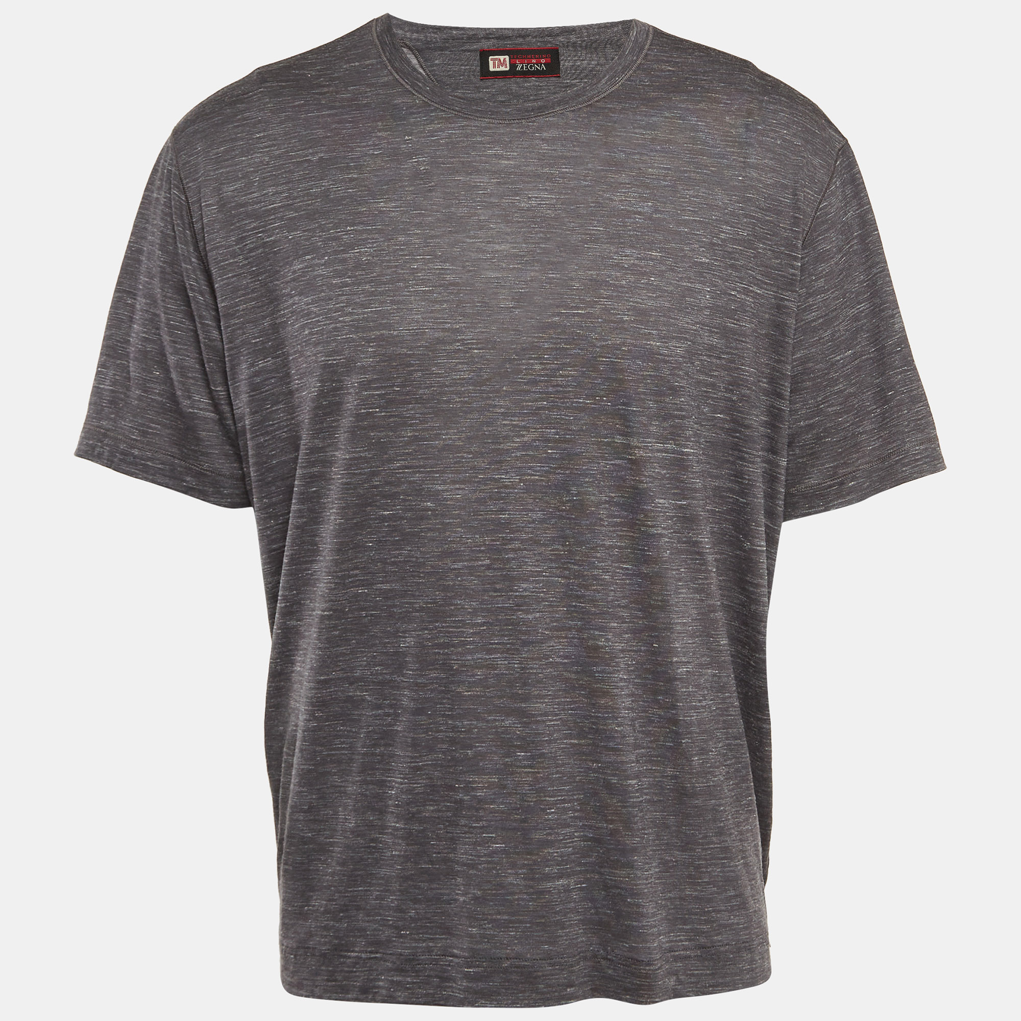 Z zegna grey wool blend jersey crew neck t-shirt xxl