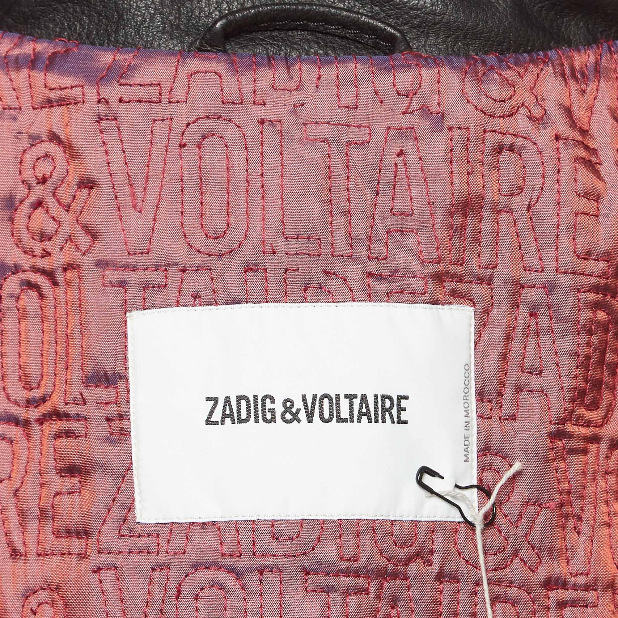 Zadig & Voltaire Black Leather Louis Biker Jacket M