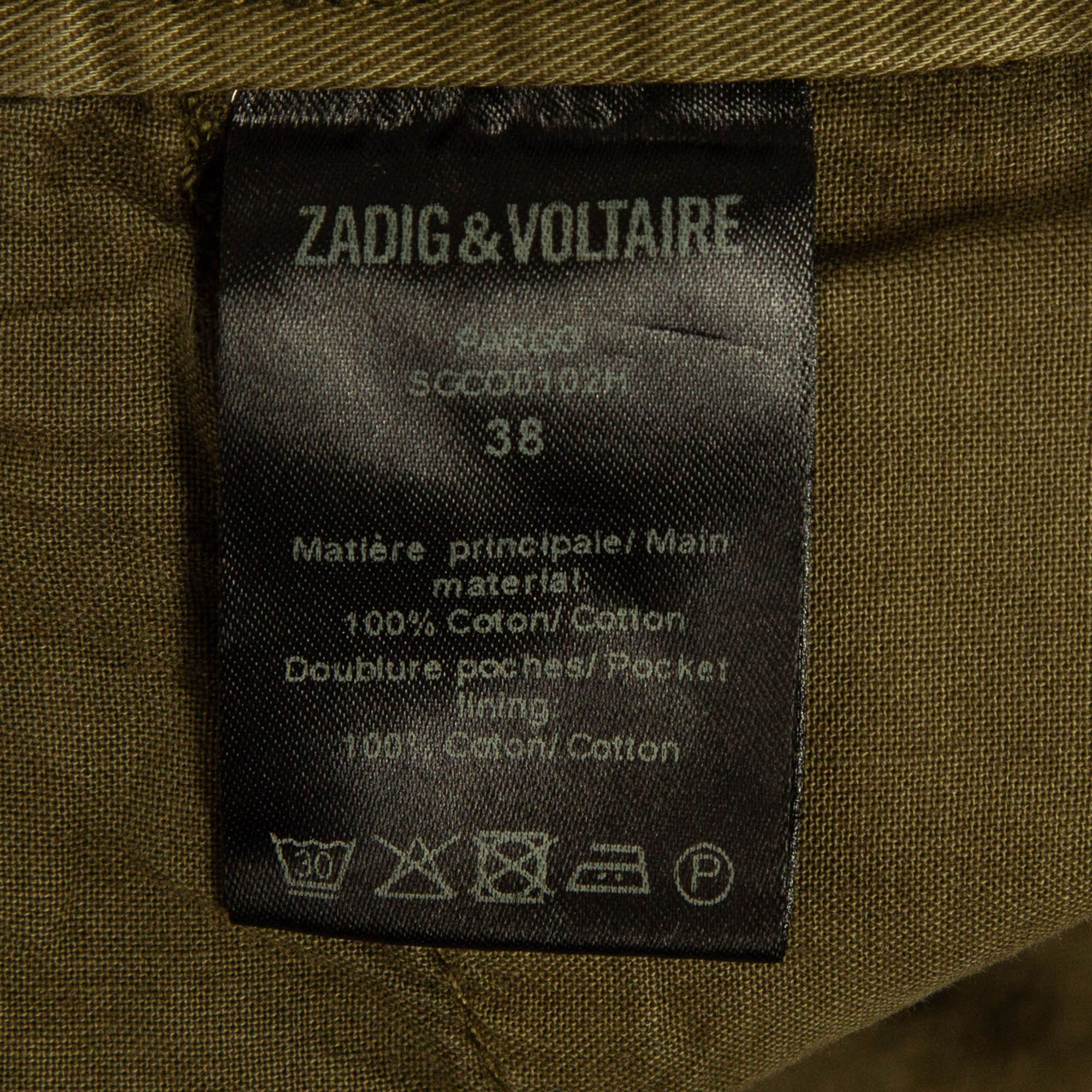 Zadig & Voltaire Green Faded Cotton Pargo Cargo Pants S