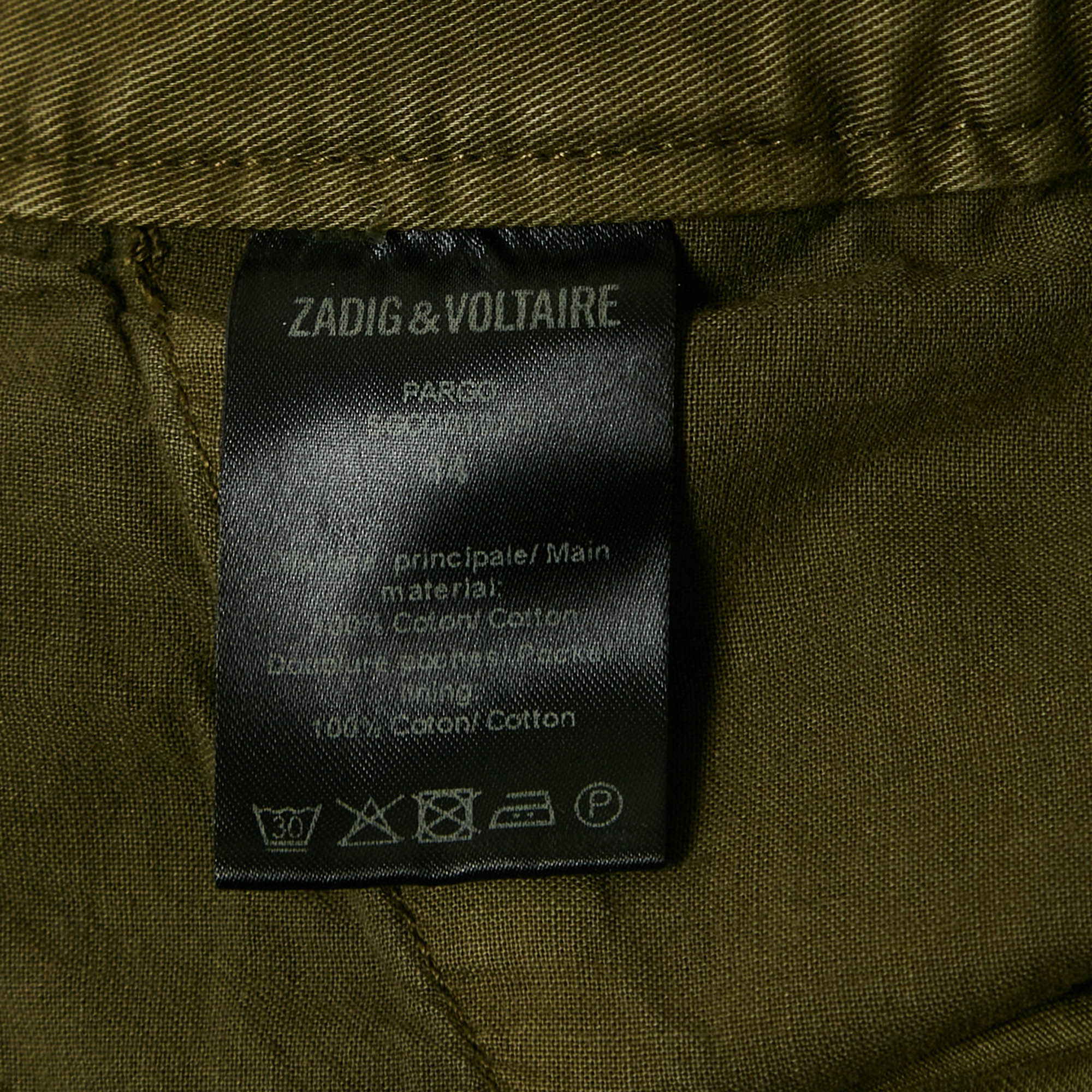 Zadig & Voltaire Green Cotton Pargo Cargo Pants L