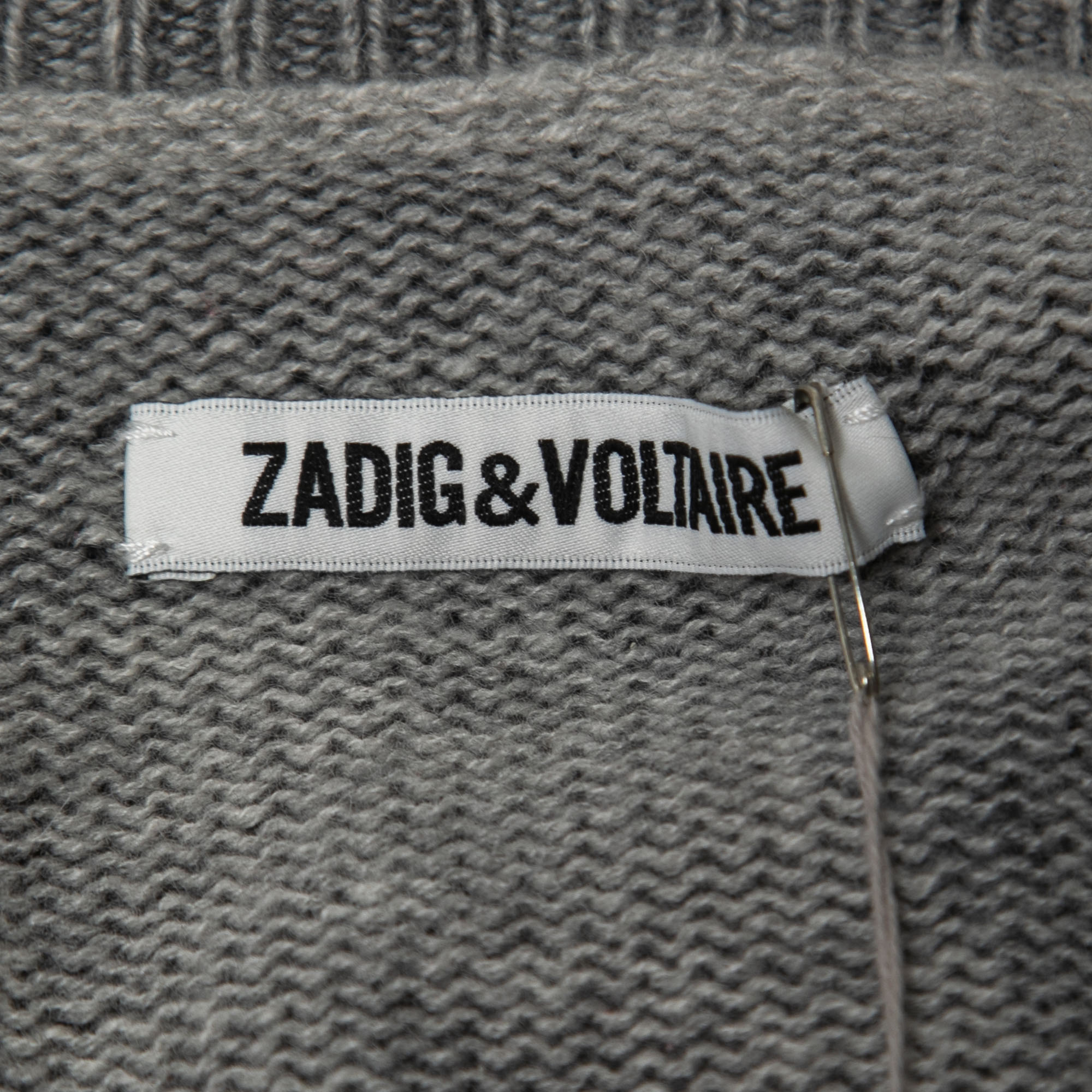 Zadig & Voltaire Grey Camo Cashmere Knit Kennedy Bis Sweater L