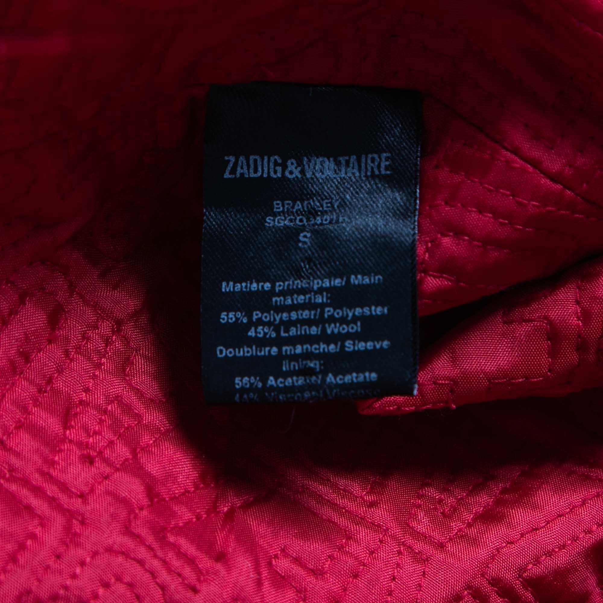 Zadig & Voltaire Black Wool Blend Zip Front Jacket S