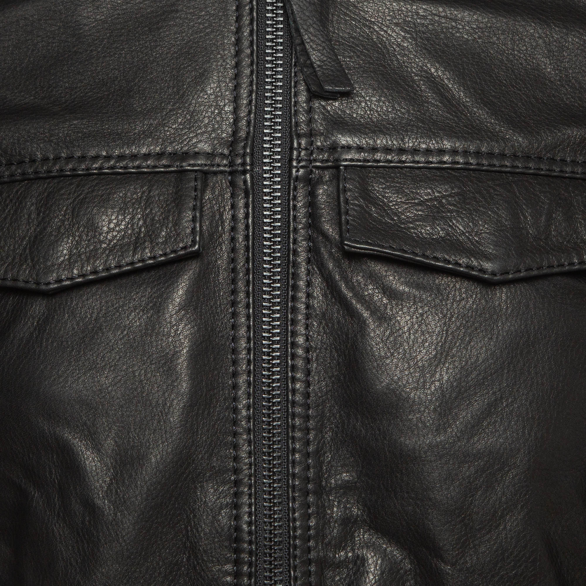 Zadig & Voltaire Black Leather Zip Front Jacket S