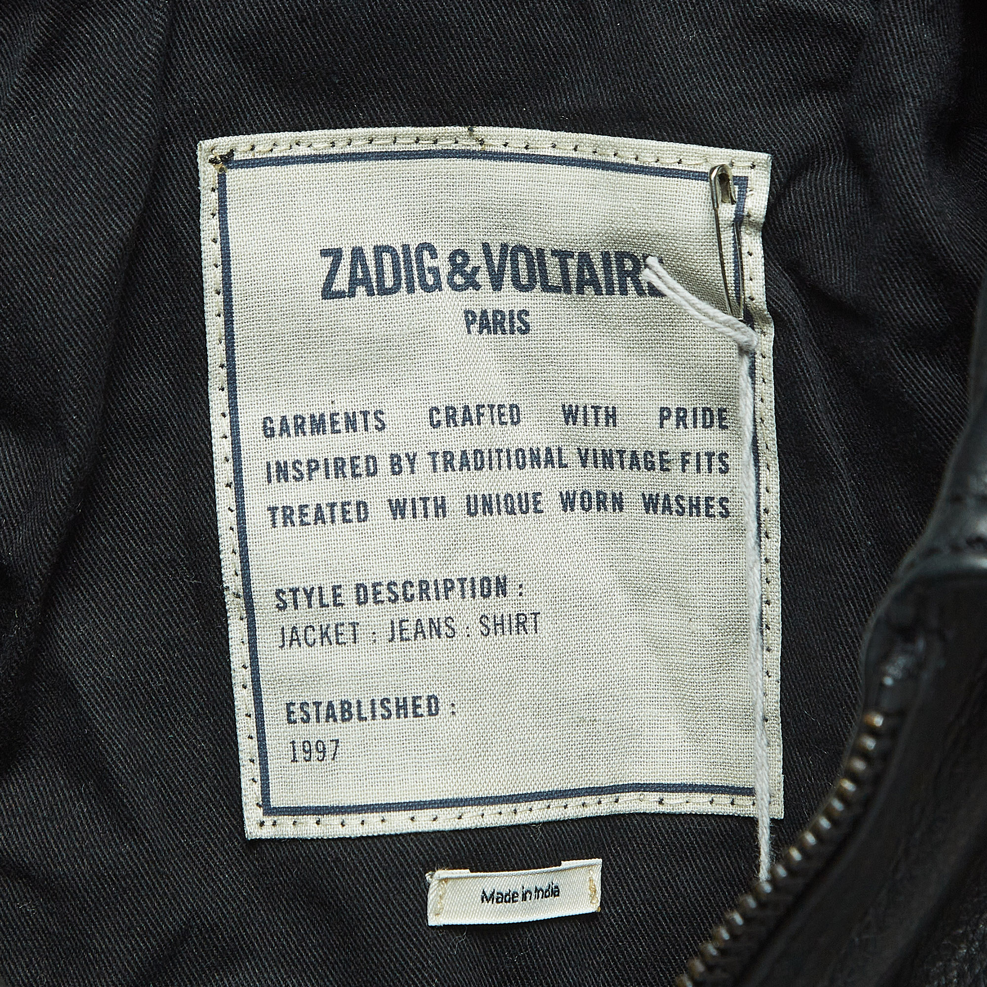 Zadig & Voltaire Black Leather Zip Front Jacket XS