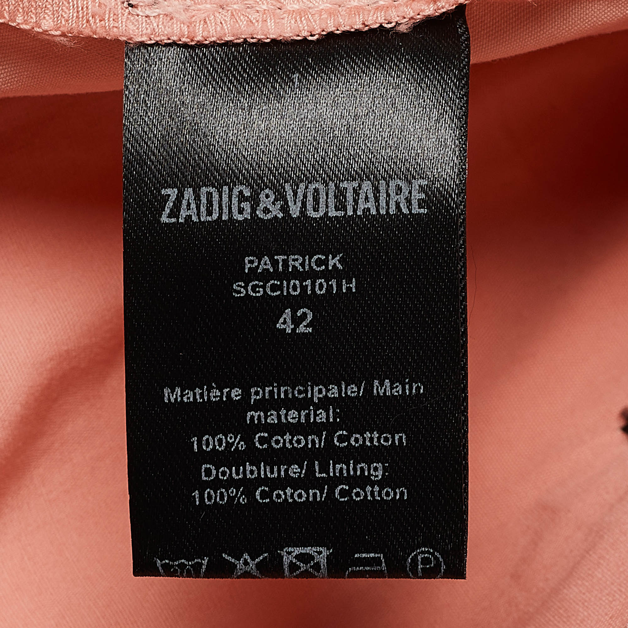 Zadig & Voltaire Pink Cotton Patrick Chino Trousers L