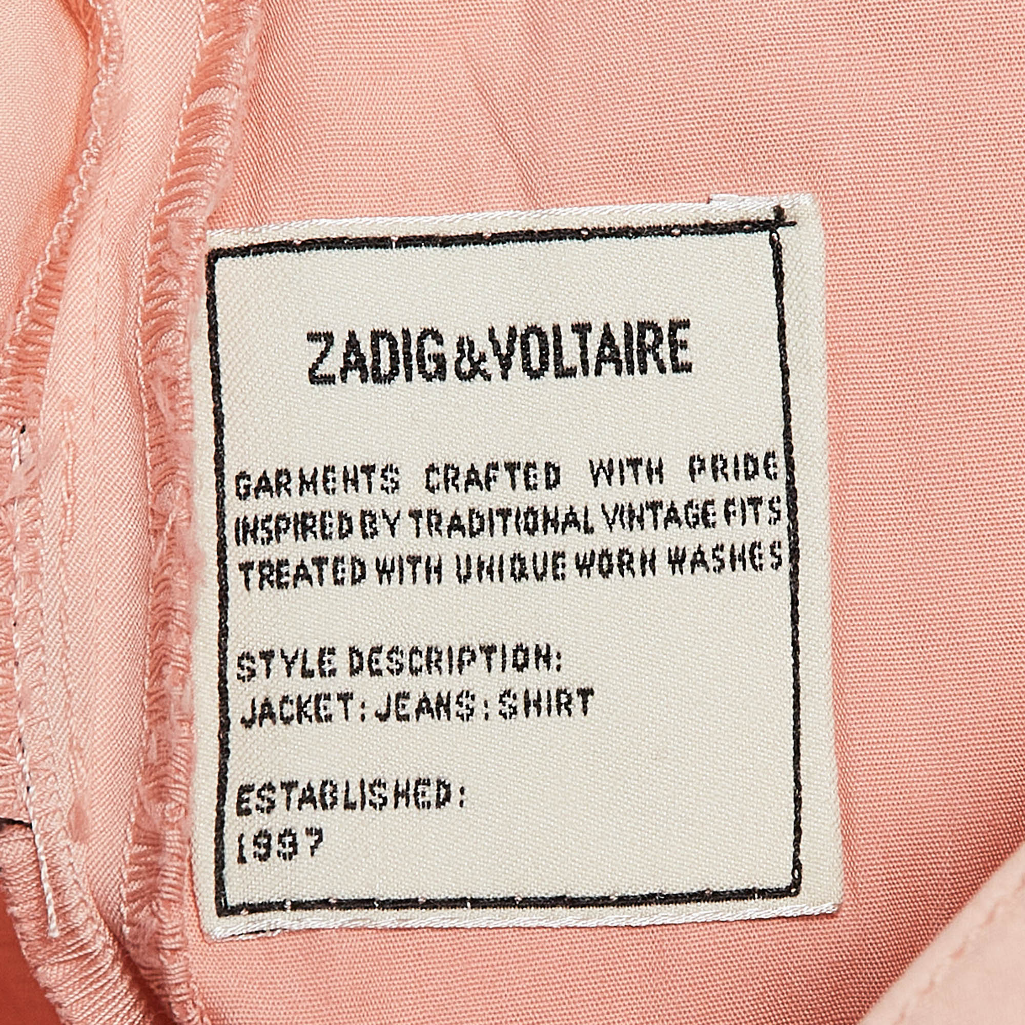 Zadig & Voltaire Pink Cotton Patrick Chino Trousers L