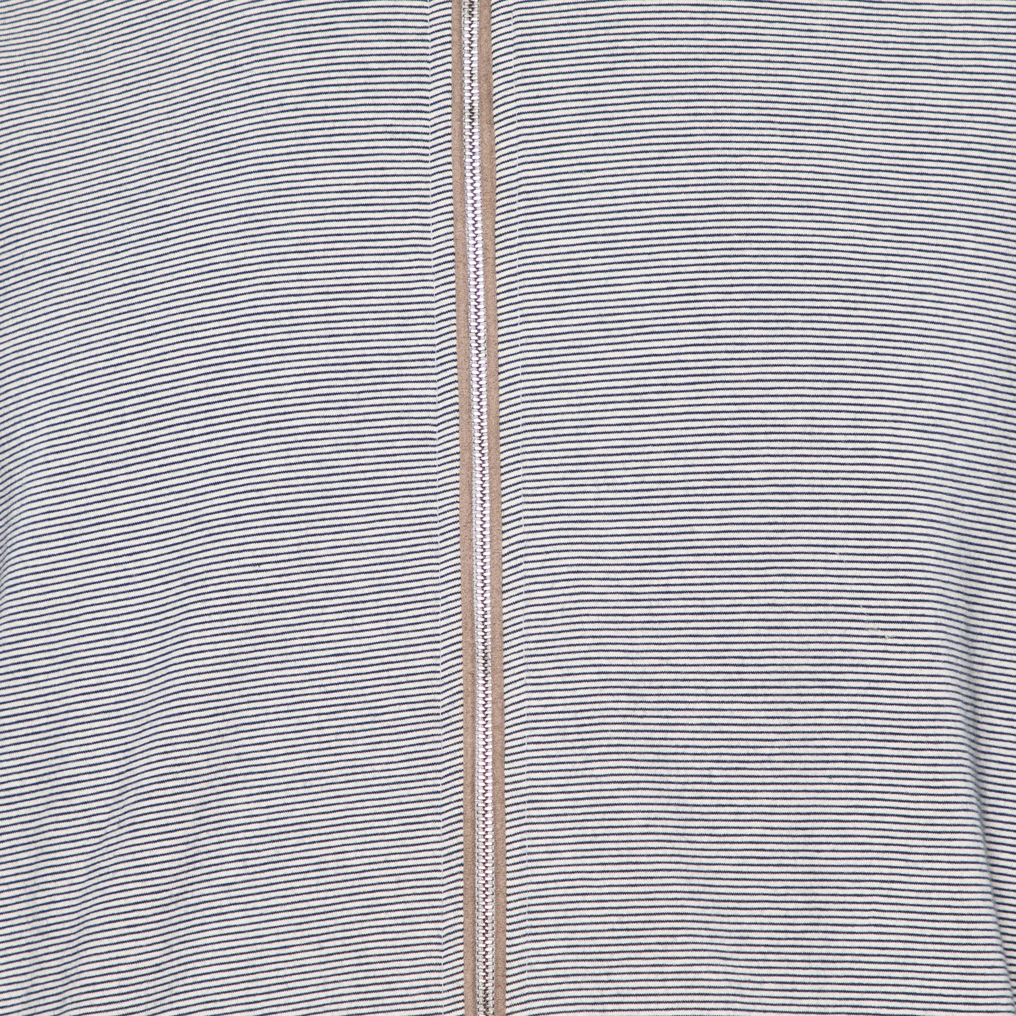 Zegna Sport Grey Striped Cotton Knit Zip Front Jacket XL