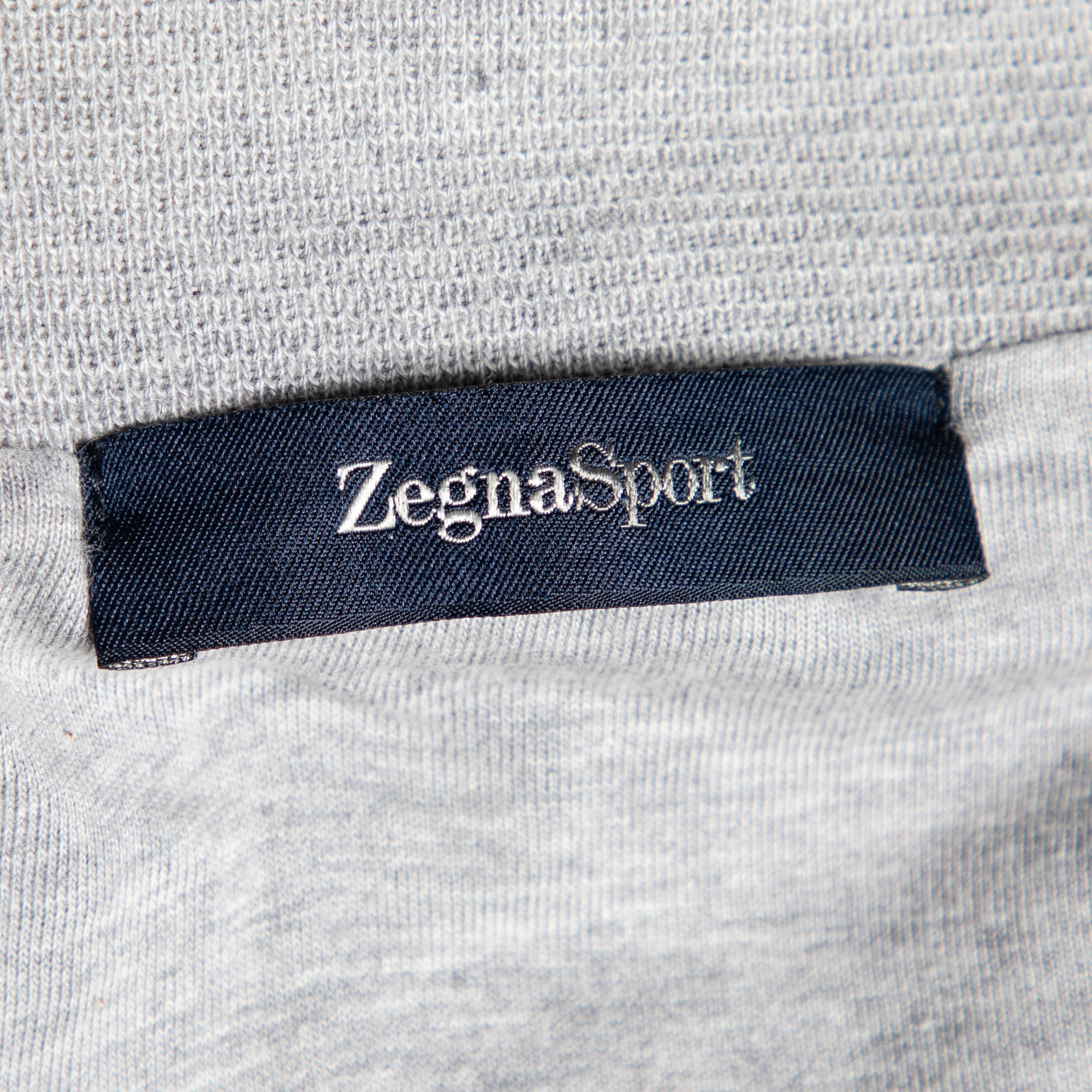 Zegna Sport Grey Striped Cotton Knit Zip Front Jacket XL