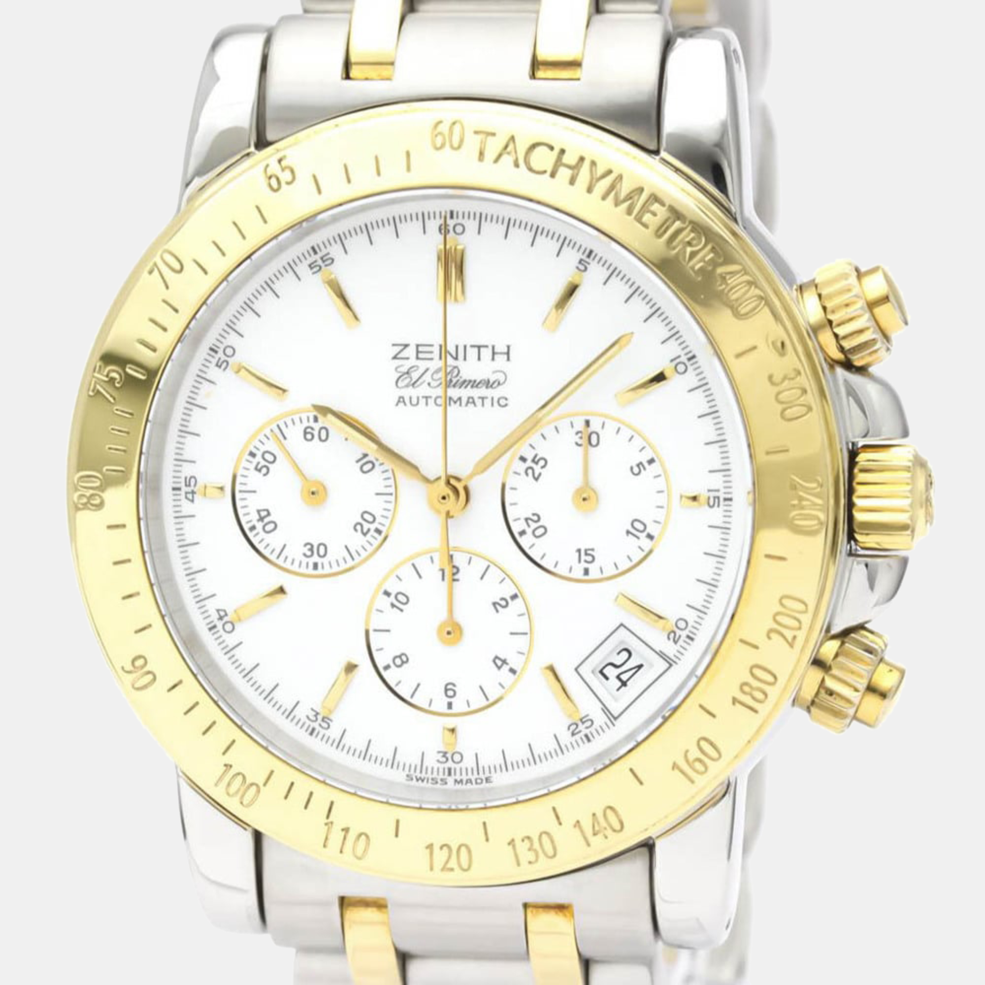 Zenith White Stainless Steel El Primero 53.0360.400 Automatic Chronograph Men's Wristwatch 40 Mm