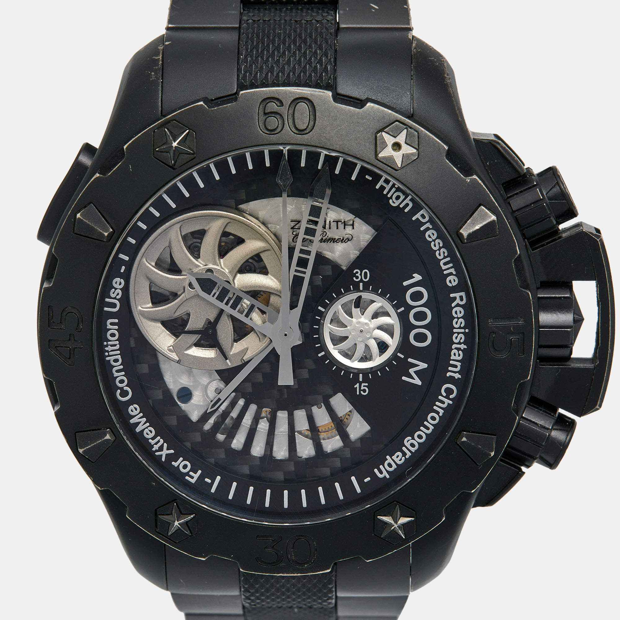 Zenith Black Titanium Defy Xtreme Stealth Limited Edition 96.0527.4021/22.M529 Men's Wristwatch 46 Mm