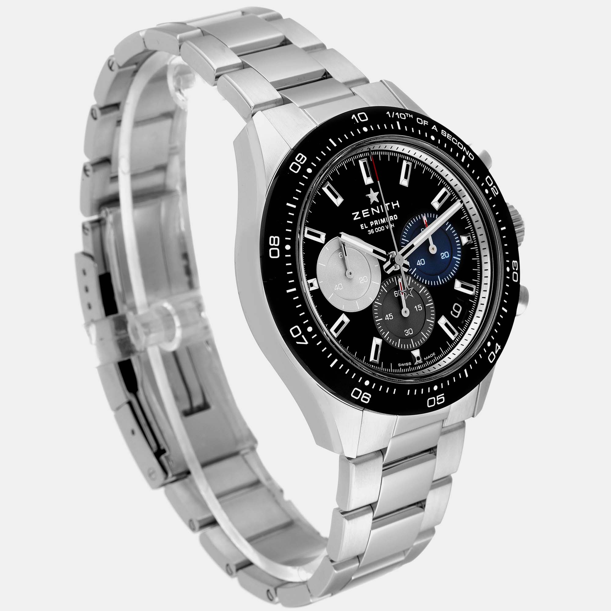 Zenith Black Stainless Steel El Primero  03.3100.3600 Automatic Chronograph Men's Wristwatch 41 Mm