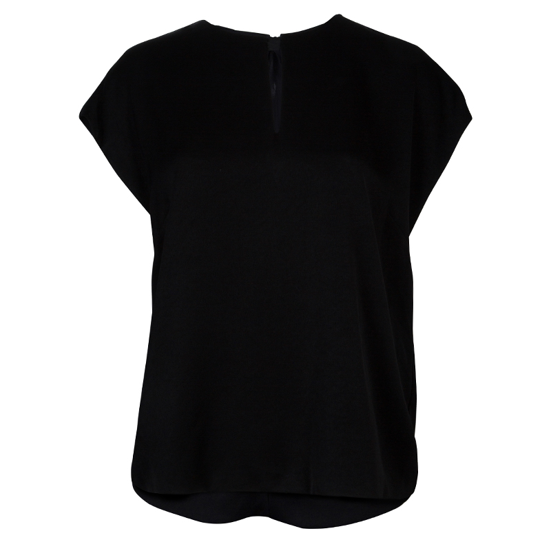 3.1 Phillip Lim Black Draped Key Hole Chiffon Tie Detail Top S