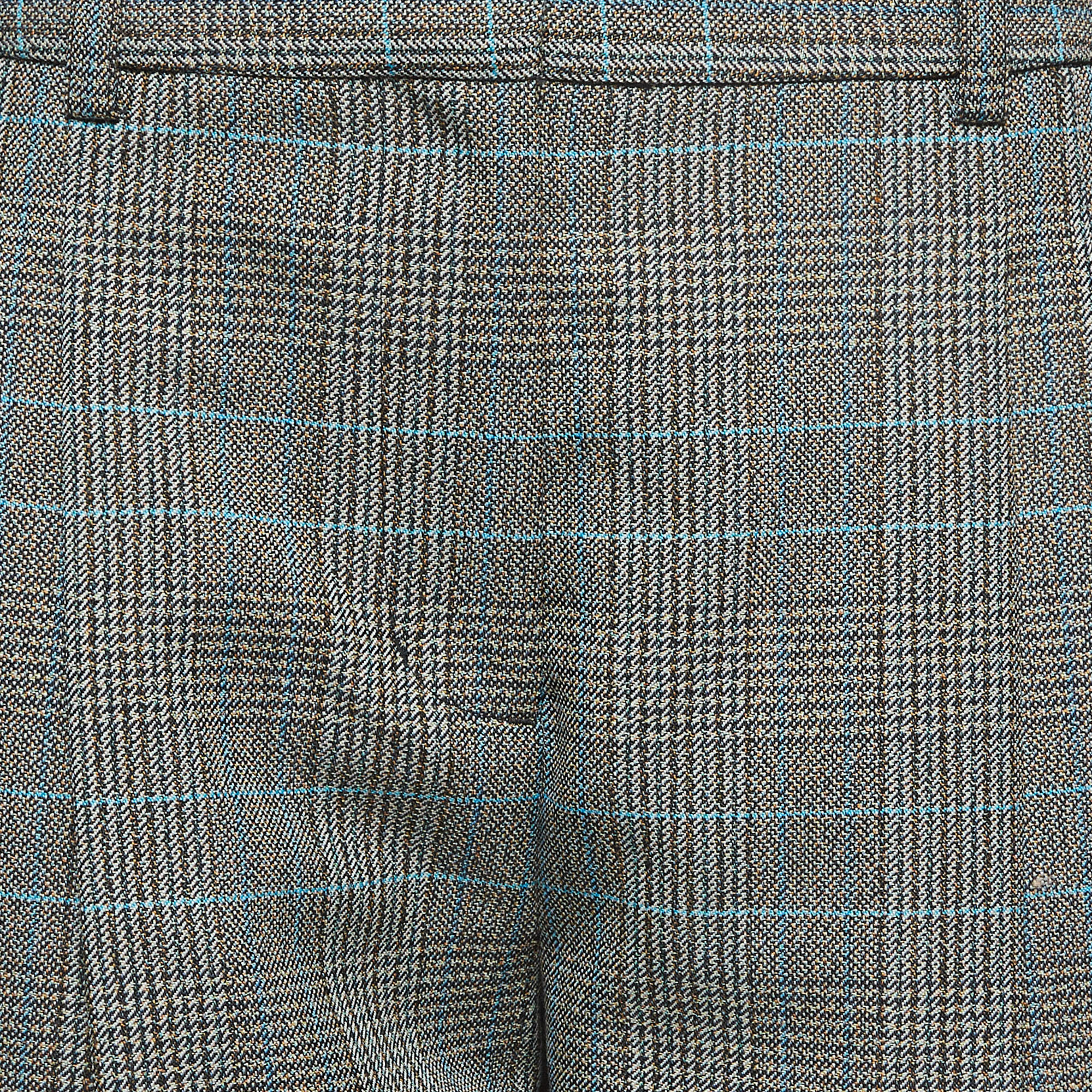 3.1 Phillip Lim Black/Multicolor Checked Wool Blend Trousers S