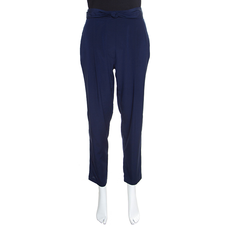 Image of . Phillip Lim Navy Blue Elasticized Waist Silk Pants M