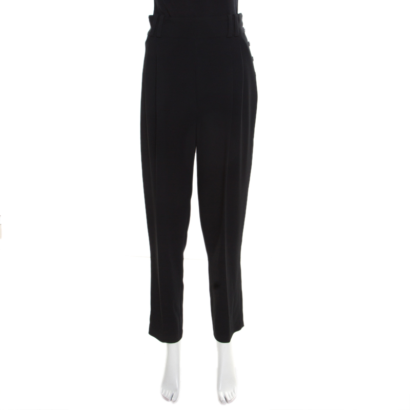 Image of . Phillip Lim Black High Rise Side Buttoned Trousers S