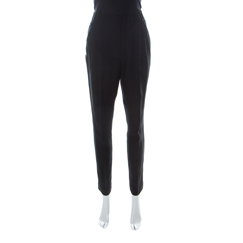 Image of . Phillip Lim Black Silk Draped Pocket Elasticised Waist Trousers S