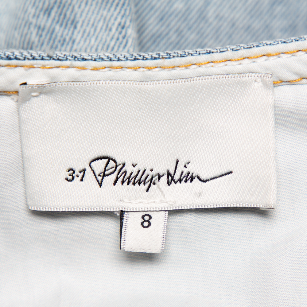 3.1 Phillip Lim Blue Light Wash Denim Asymmetric Button Front Sleeveless Mini Dress M
