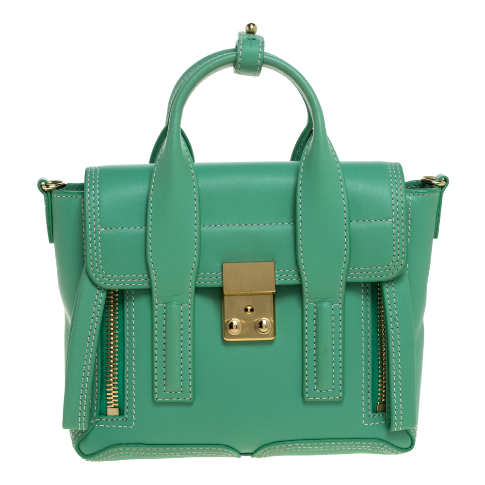 Image of . Phillip Lim Mint Green Leather Mini Pashli Satchel