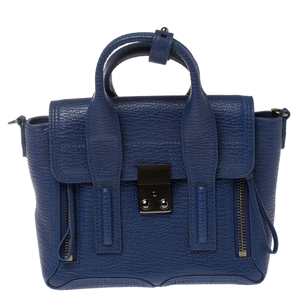Image of . Phillip Lim Blue Leather Mini Pashli Satchel