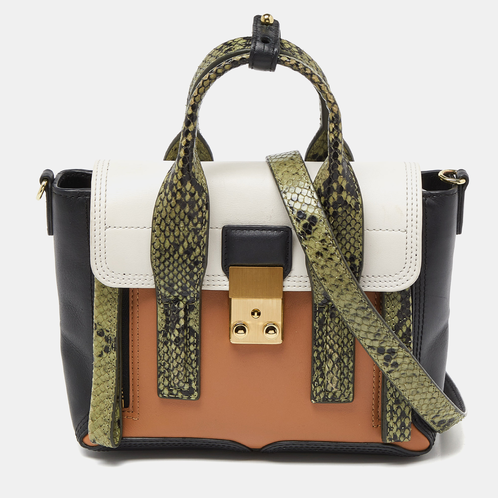 3.1 phillip lim multicolor python embossed and leather mini pashli satchel