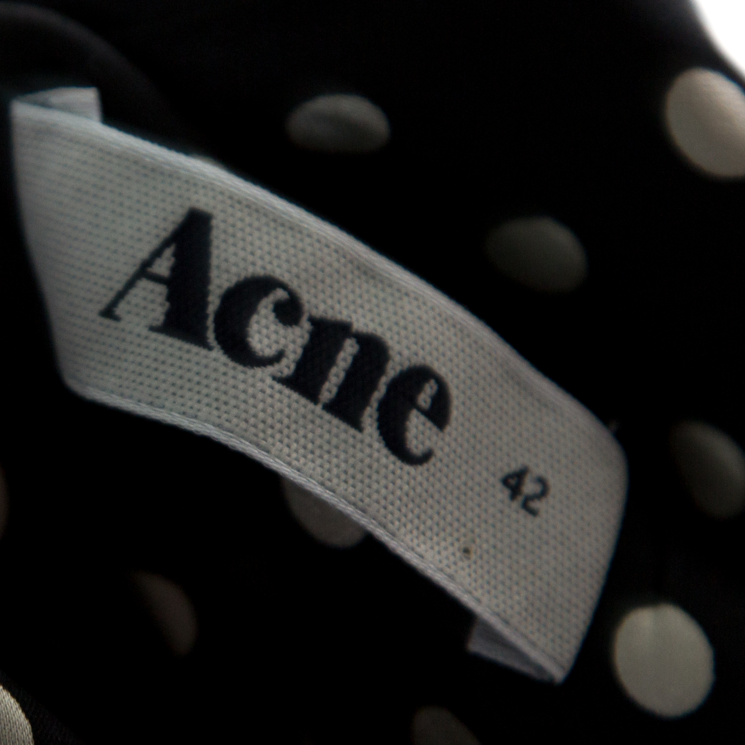 Acne Monochrome Shy Dots And Striped Panel Detail Silk Asymmetric Tank Top L