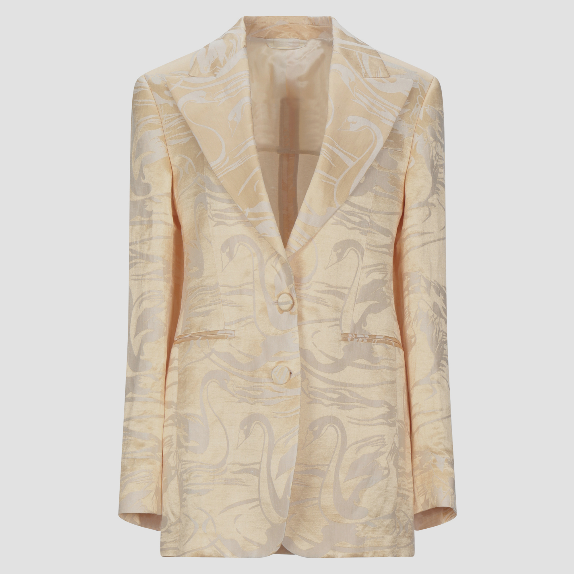 Acne studios beige/yellow patterned linen-blend blazer s (eu 36)