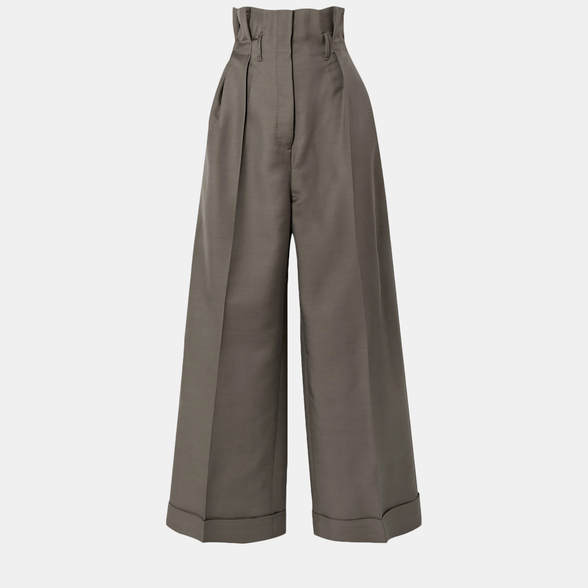 Acne studios brown wool-blend wide-leg pants xs (eu 34)