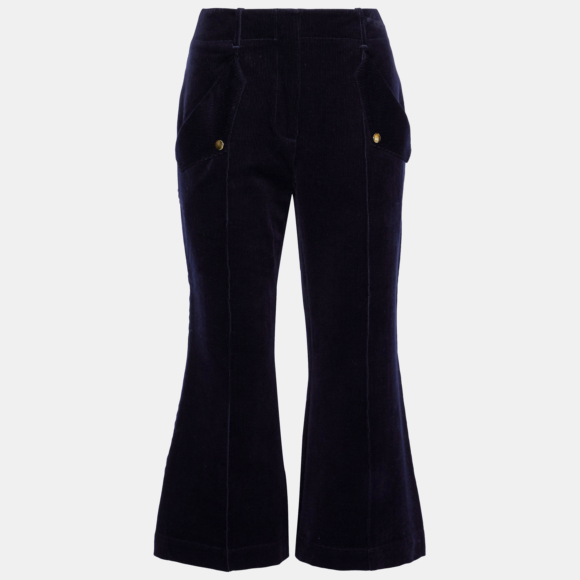 Acne studios dark blue corduroy cropped flared pants xxs