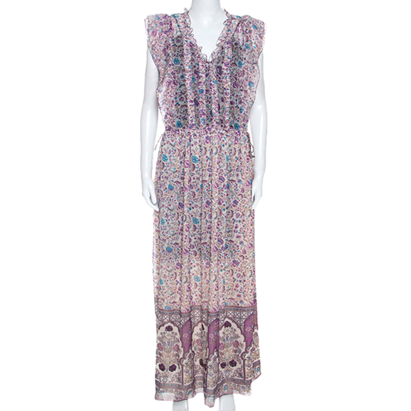 Image of Zadig and Voltaire Purple Georgette Drawstring Waist Rimana Maxi Dress S