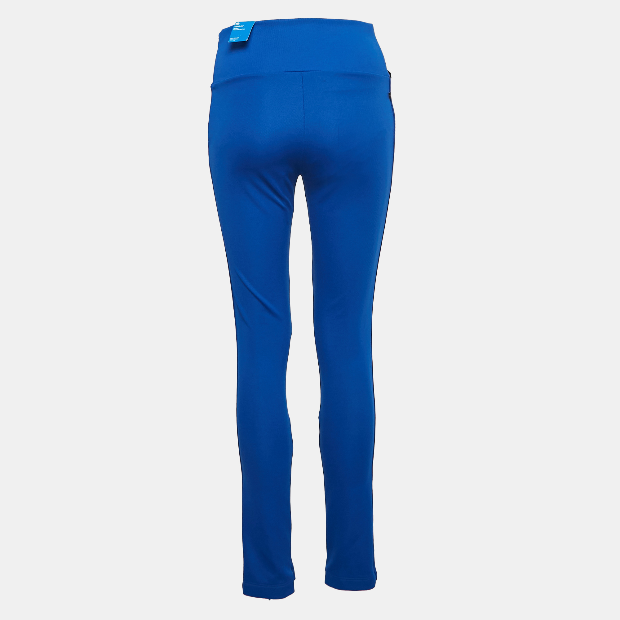 Adidas Blue Knit Tight Fit Mid Rise Trackpants S