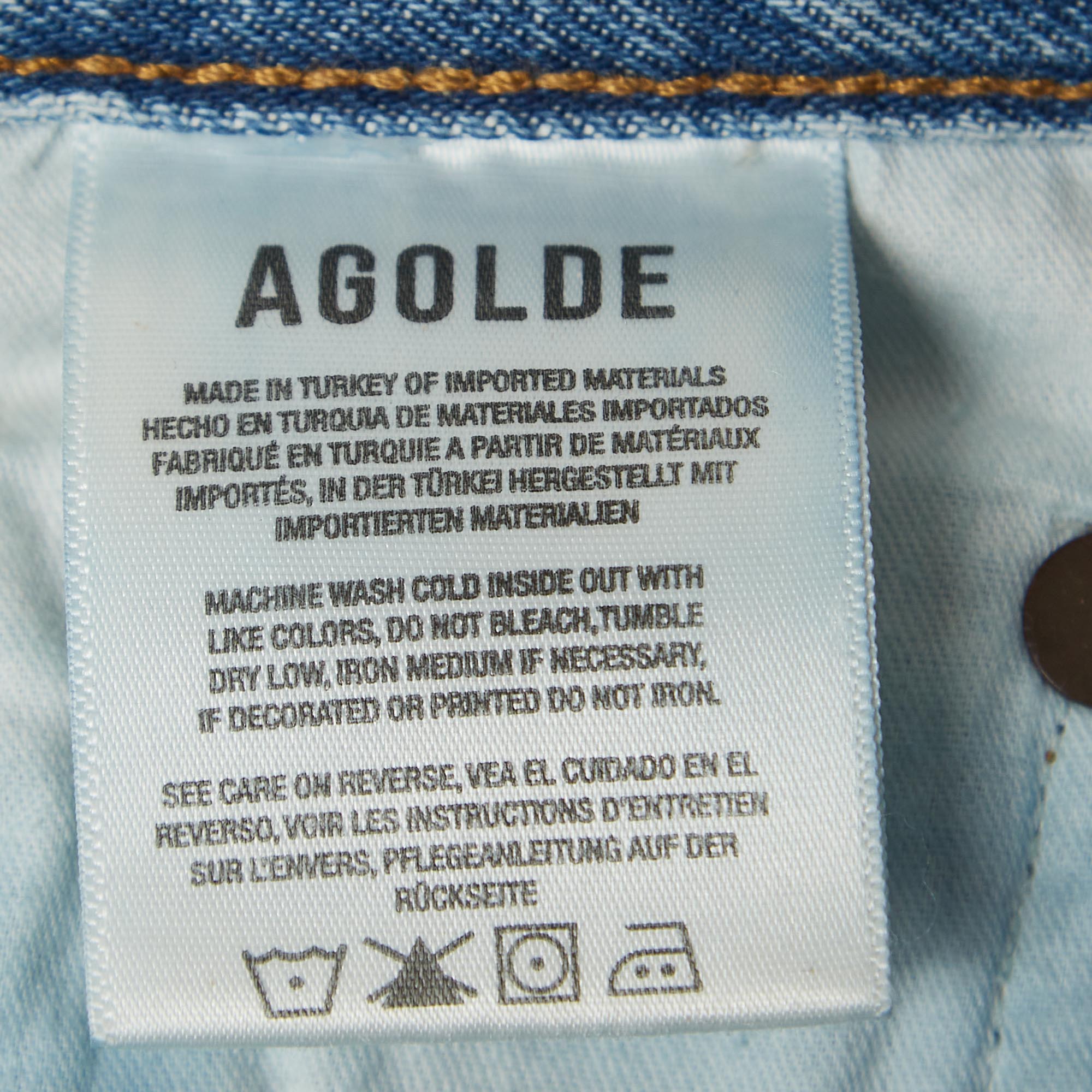 Agolde Blue Distressed Denim High Waist Jeans S Waist 26