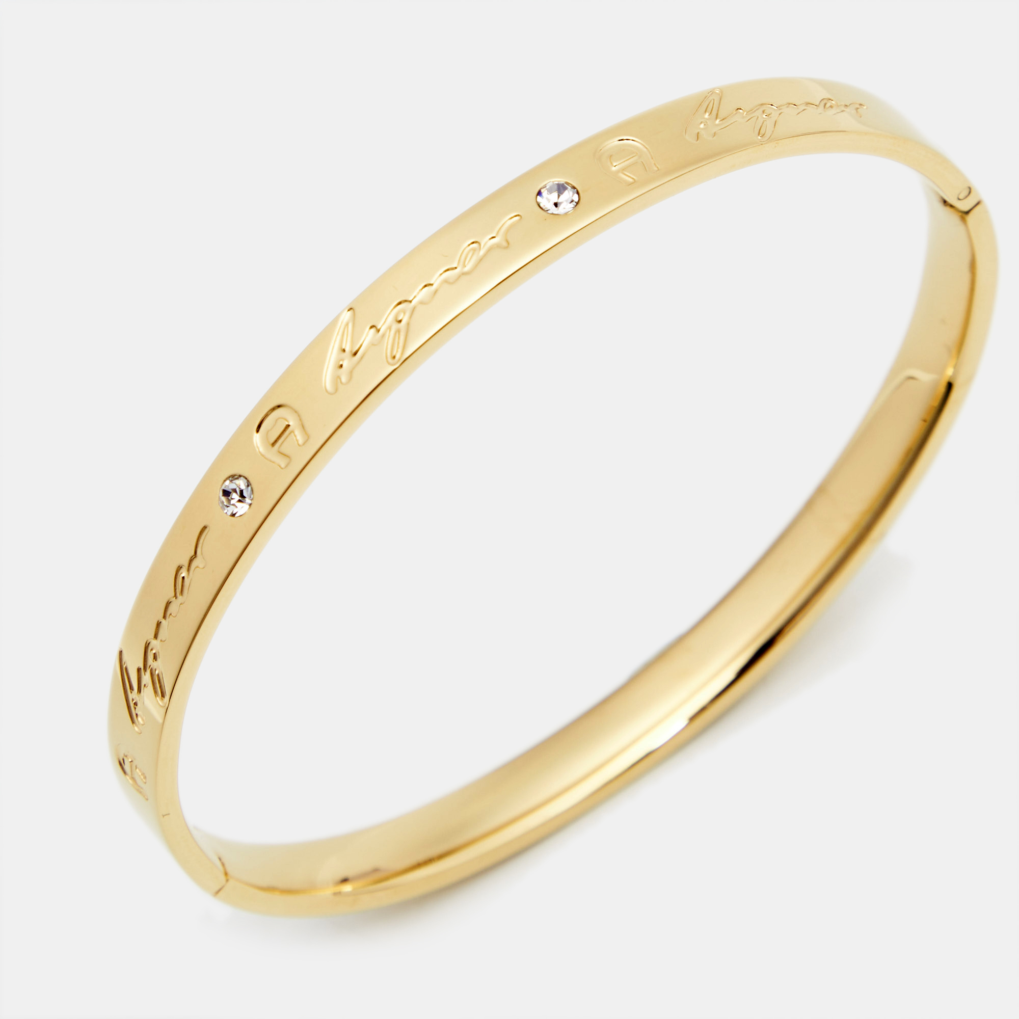 Aigner Crystal Gold Plated Bangle Bracelet