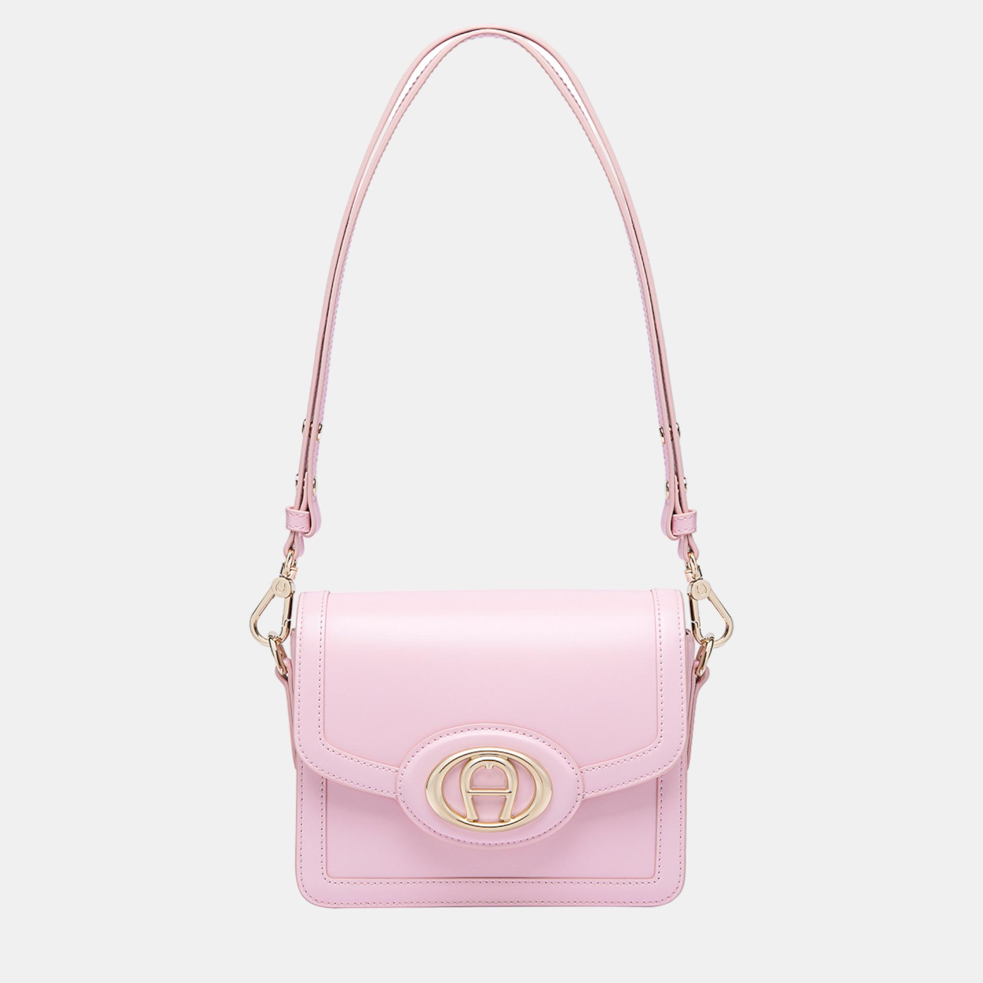 Aigner Soft Pink shiny light gold Metal Luisa Crossbody Bag Soft Pink