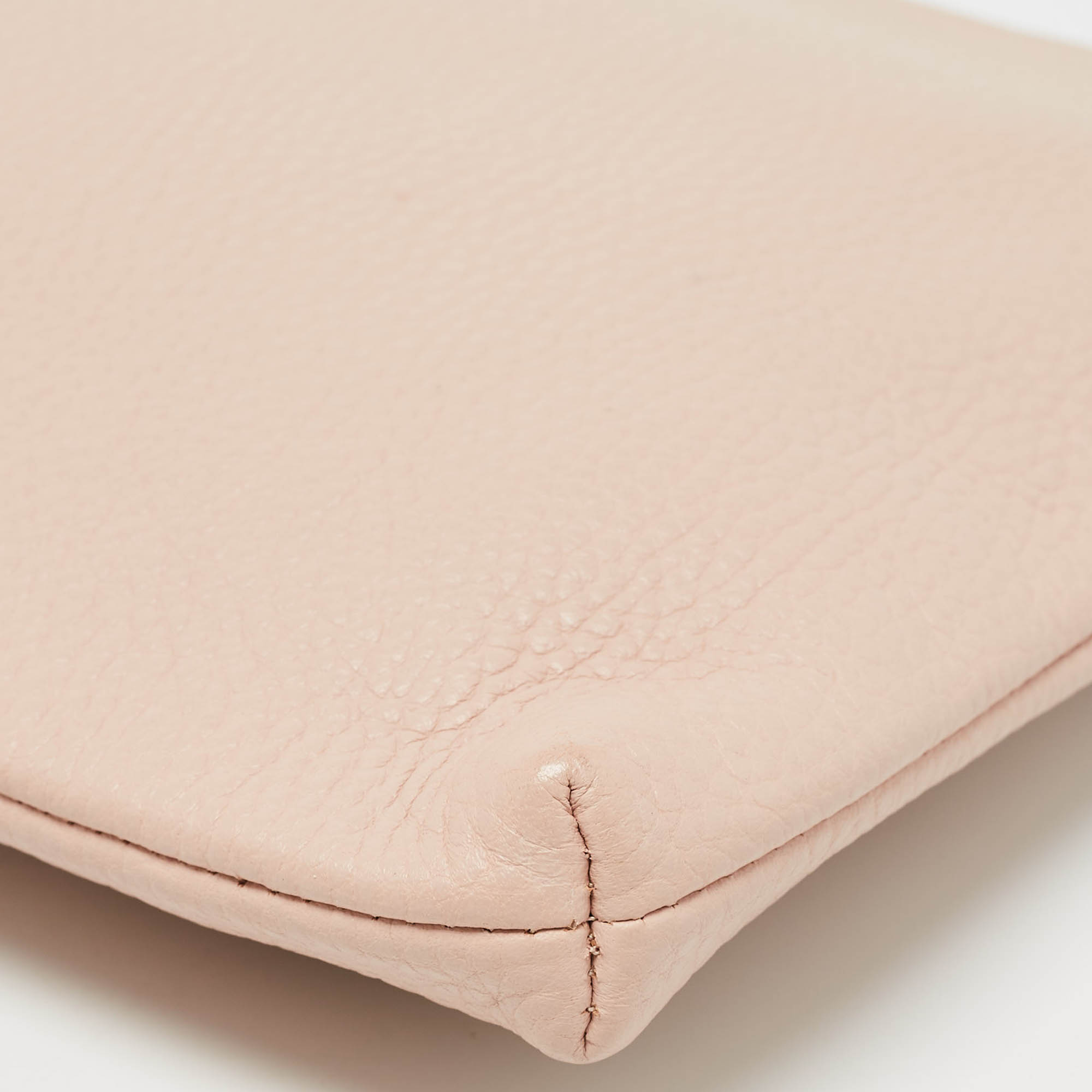 Aigner Light Pink Leather Zip Flat Pouch