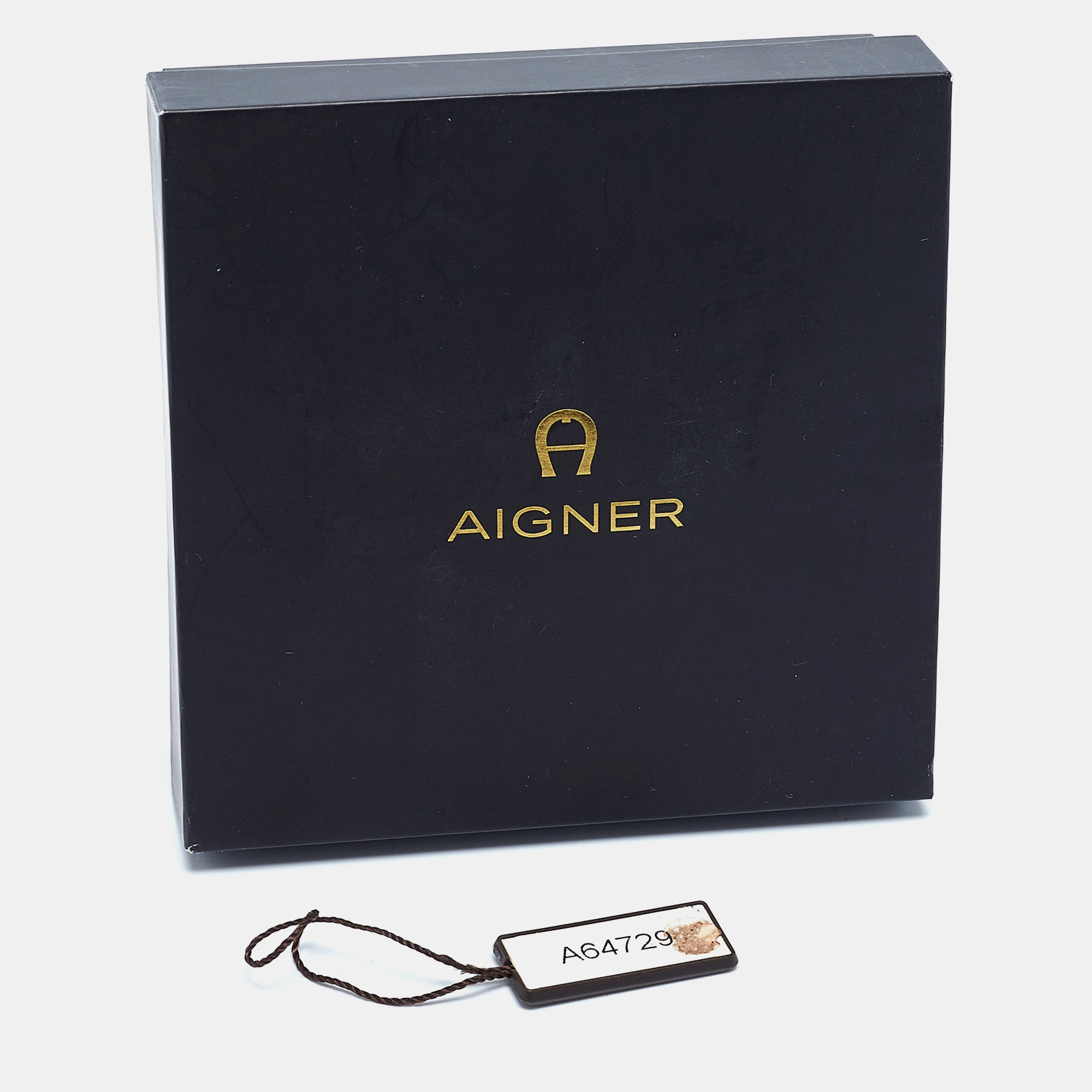 Aigner Logo Faux Pearl Crystal Gold Tone Necklace