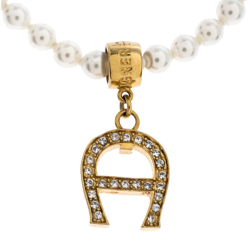 Aigner Faux Pearl Crystal Logo Pendant Magnetic Bracelet Cream Buy At The Price Of 127 00 In Theluxurycloset Com Imall Com