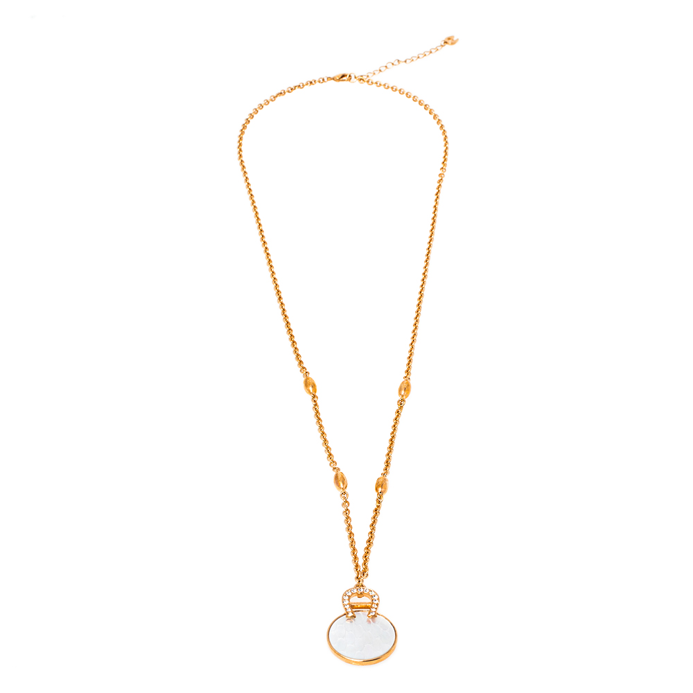 Aigner Mother of Pearl Crystal Logo Rose Gold Plated Pendant Necklace, Pink
Aigner Mother of Pearl Crystal Logo Rose Gold Plated Pendant Necklace, Pink