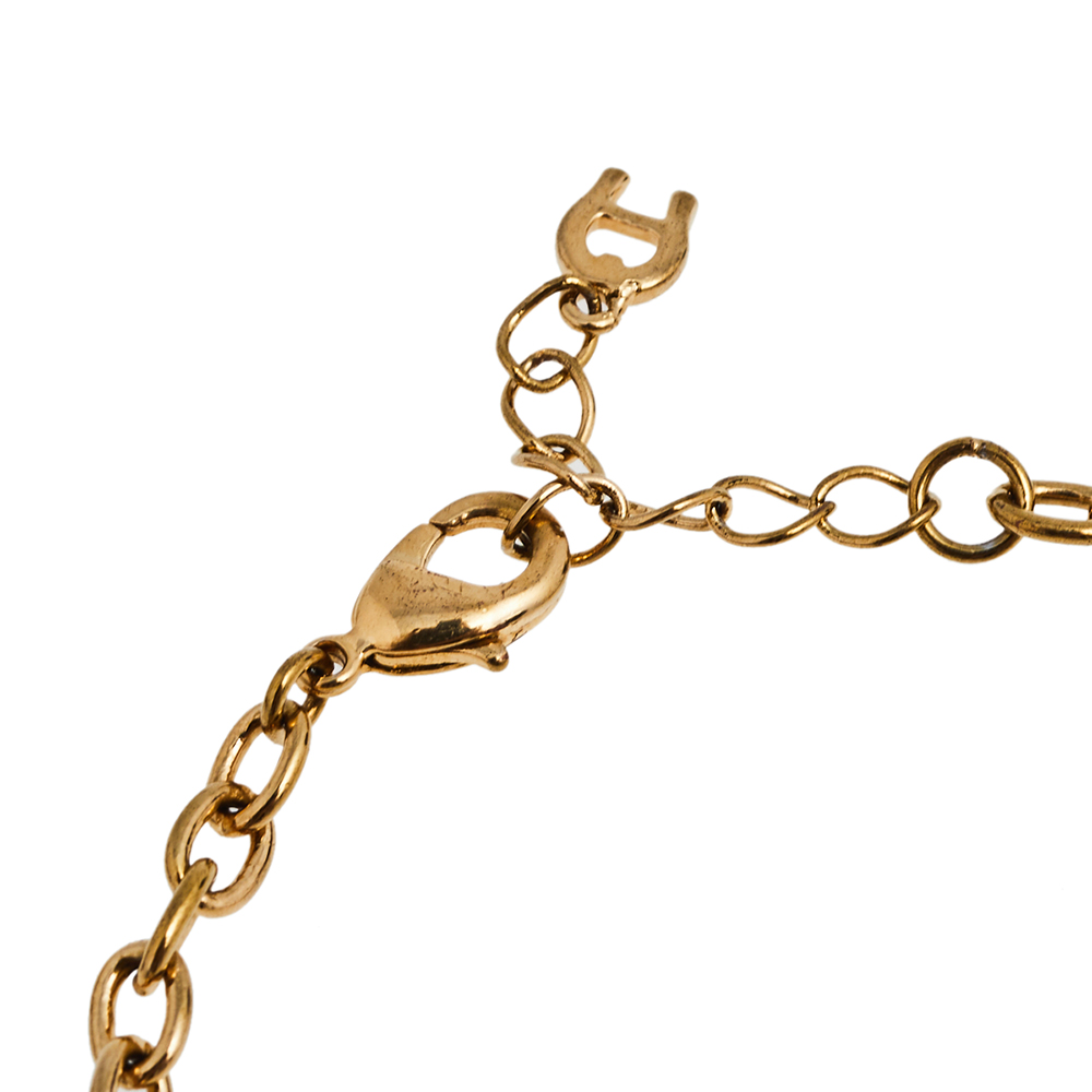 Aigner Gold Tone Faux Pearl Charms Bracelet
