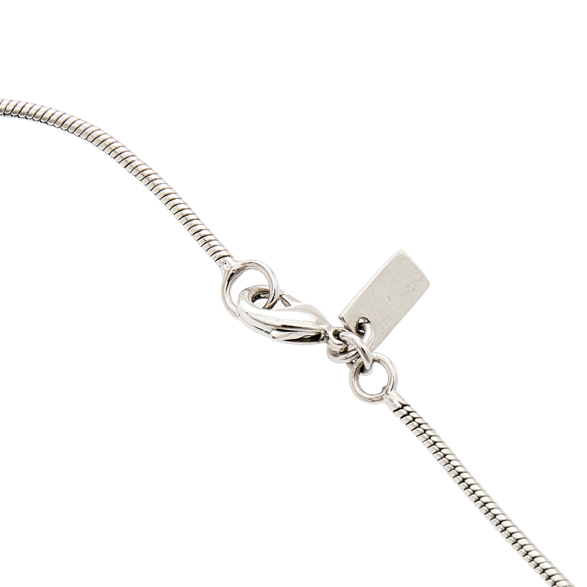 Aigner Logo Silver Tone Metal Pendant Necklace