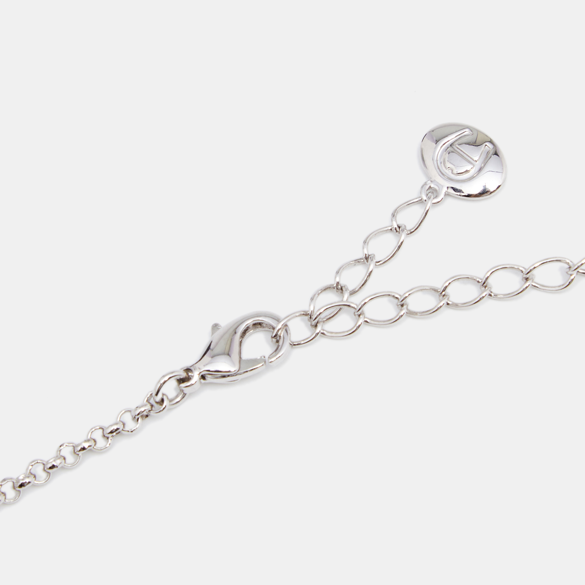 Aigner Silver Tone Crystal Horseshoe Pendant Necklace