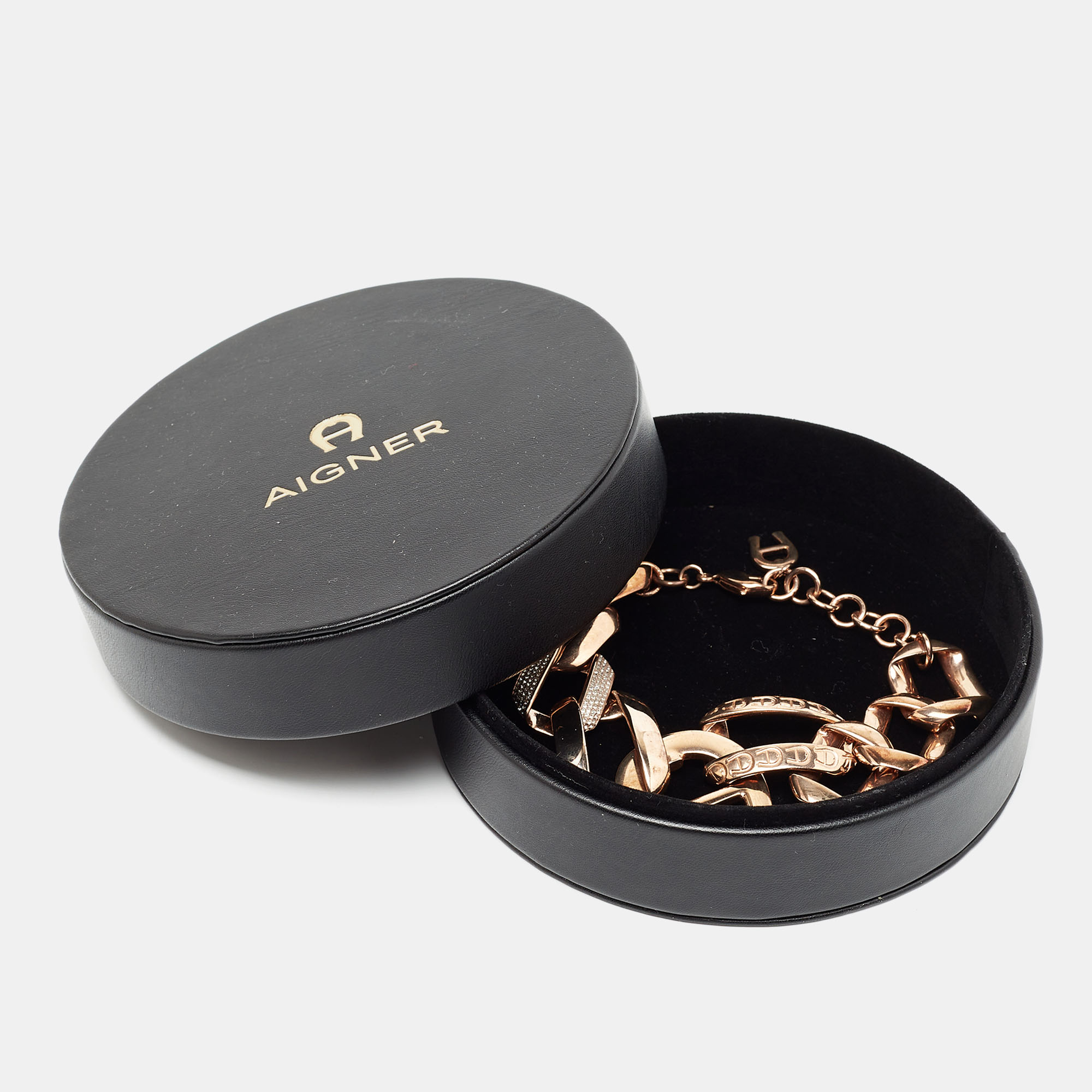 Aigner Rose Gold Plated Crystal Pisa Bracelet