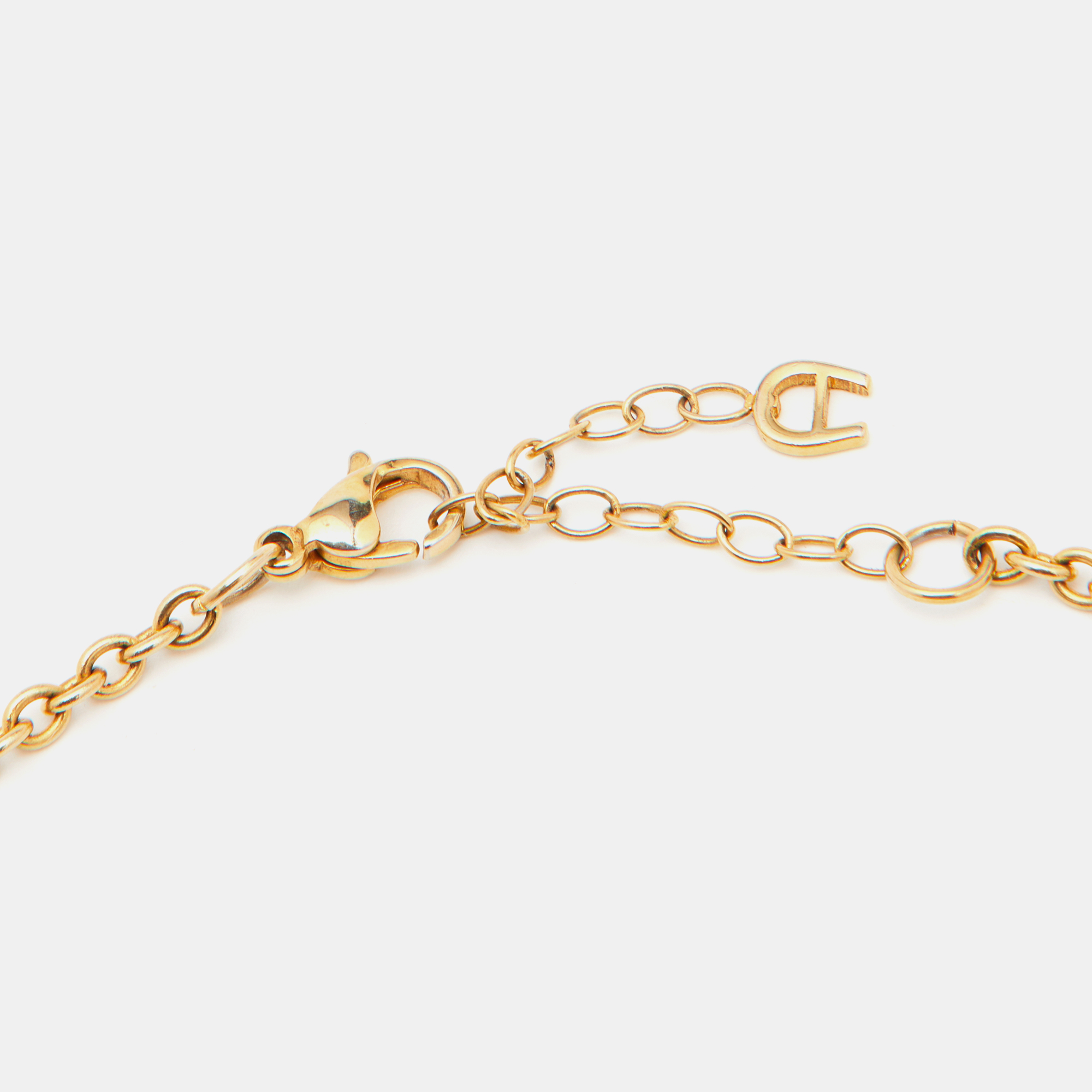 Aigner Crystal Enamel Gold Tone Pendant Necklace