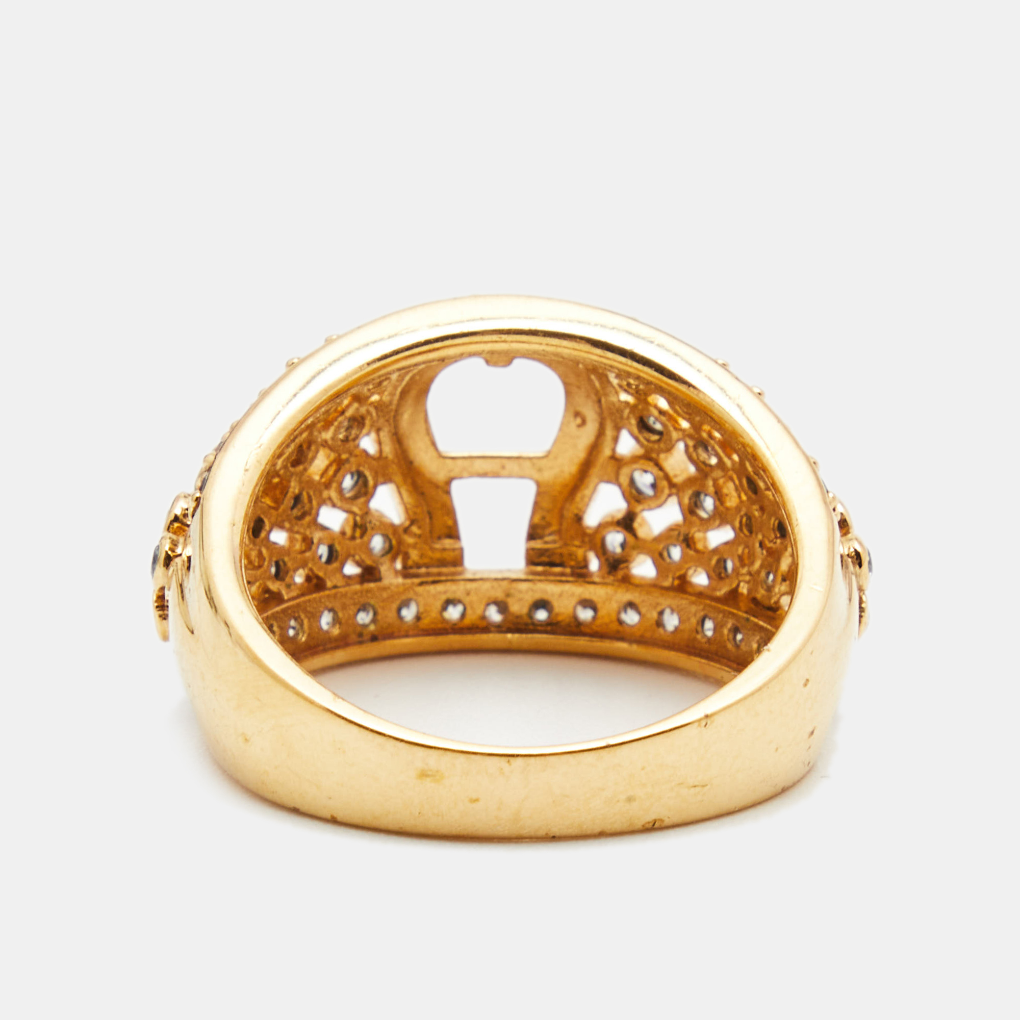 Aigner Crystals Gold Tone Ring Size 56