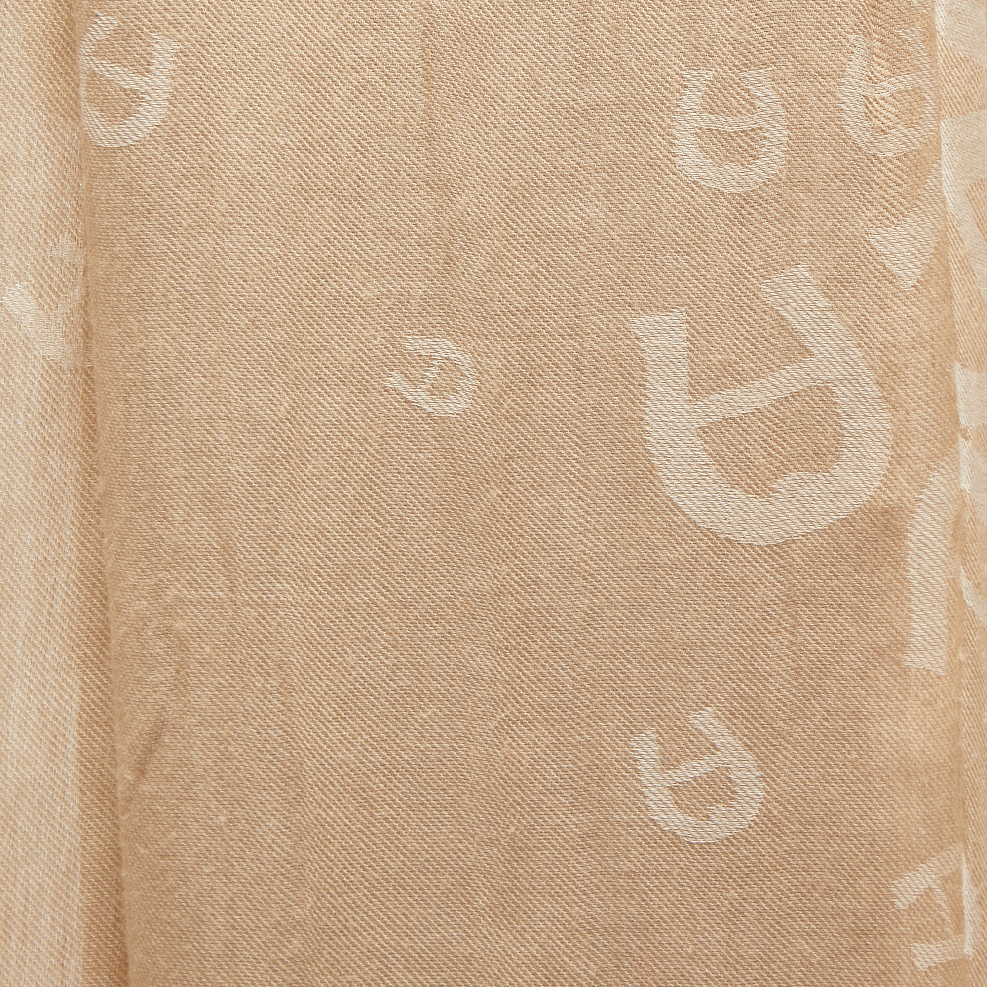 Aigner Beige Logo Pattern Cotton Blend Shawl