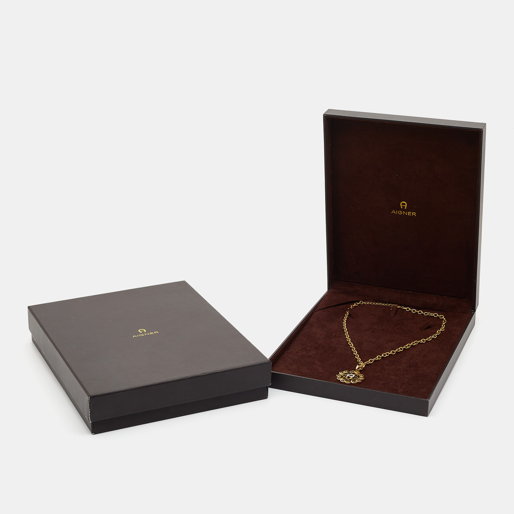Aigner Crystal Gold Tone Necklace