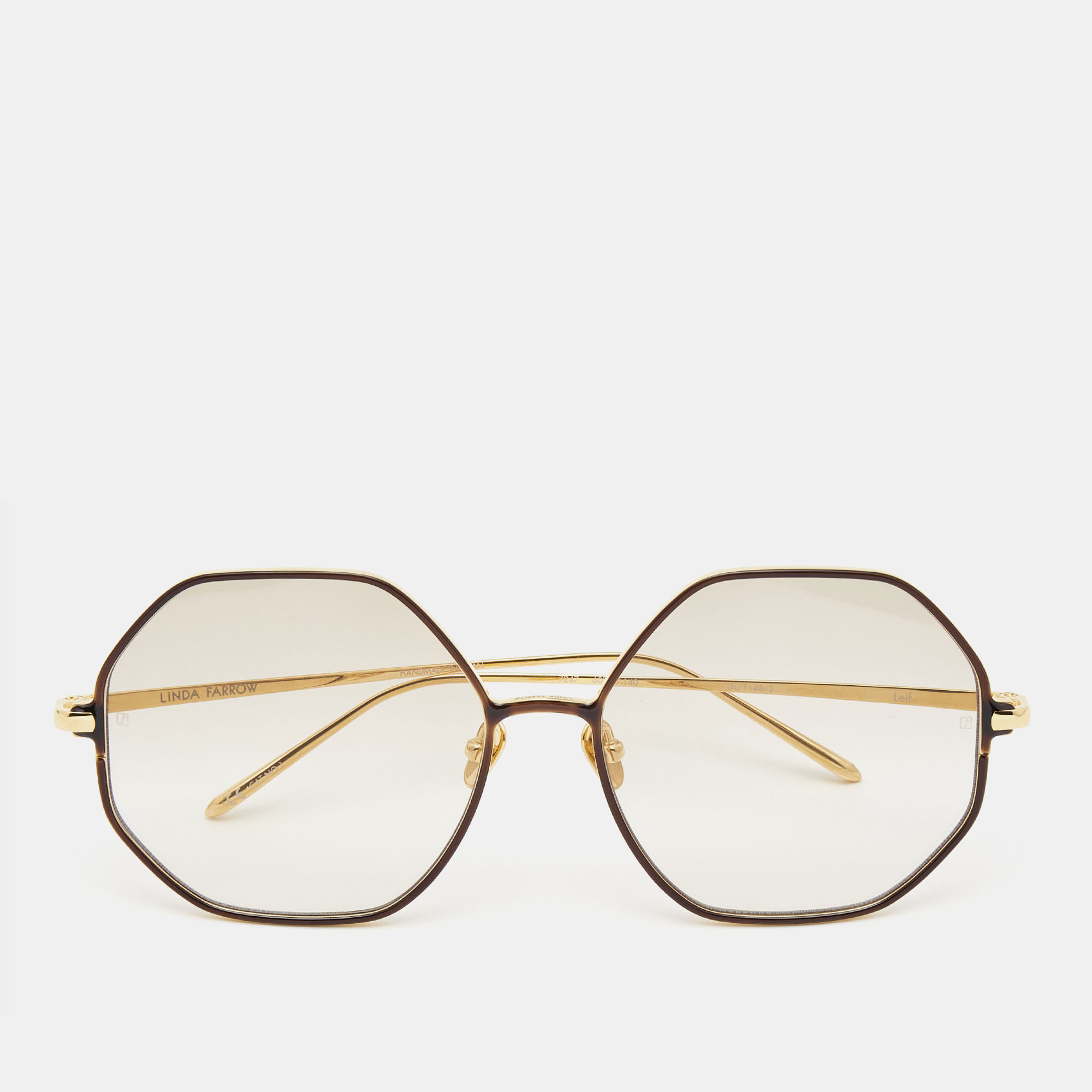 Linda Farrow Gold/Brown Gradient 7247 Geometric Sunglasses