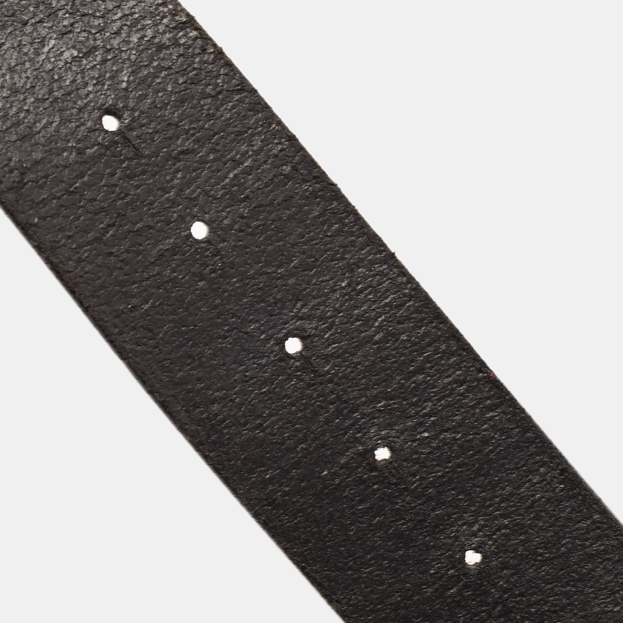 Aigner Black Leather Crystal Embellished Logo Belt 90CM